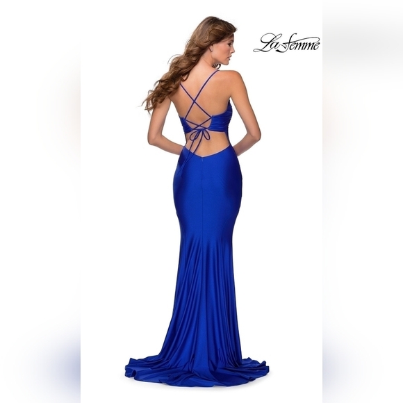 La Femme Sweetheart High Slit Strappy Back Prom Dress 28536 - Picture 2 of 6